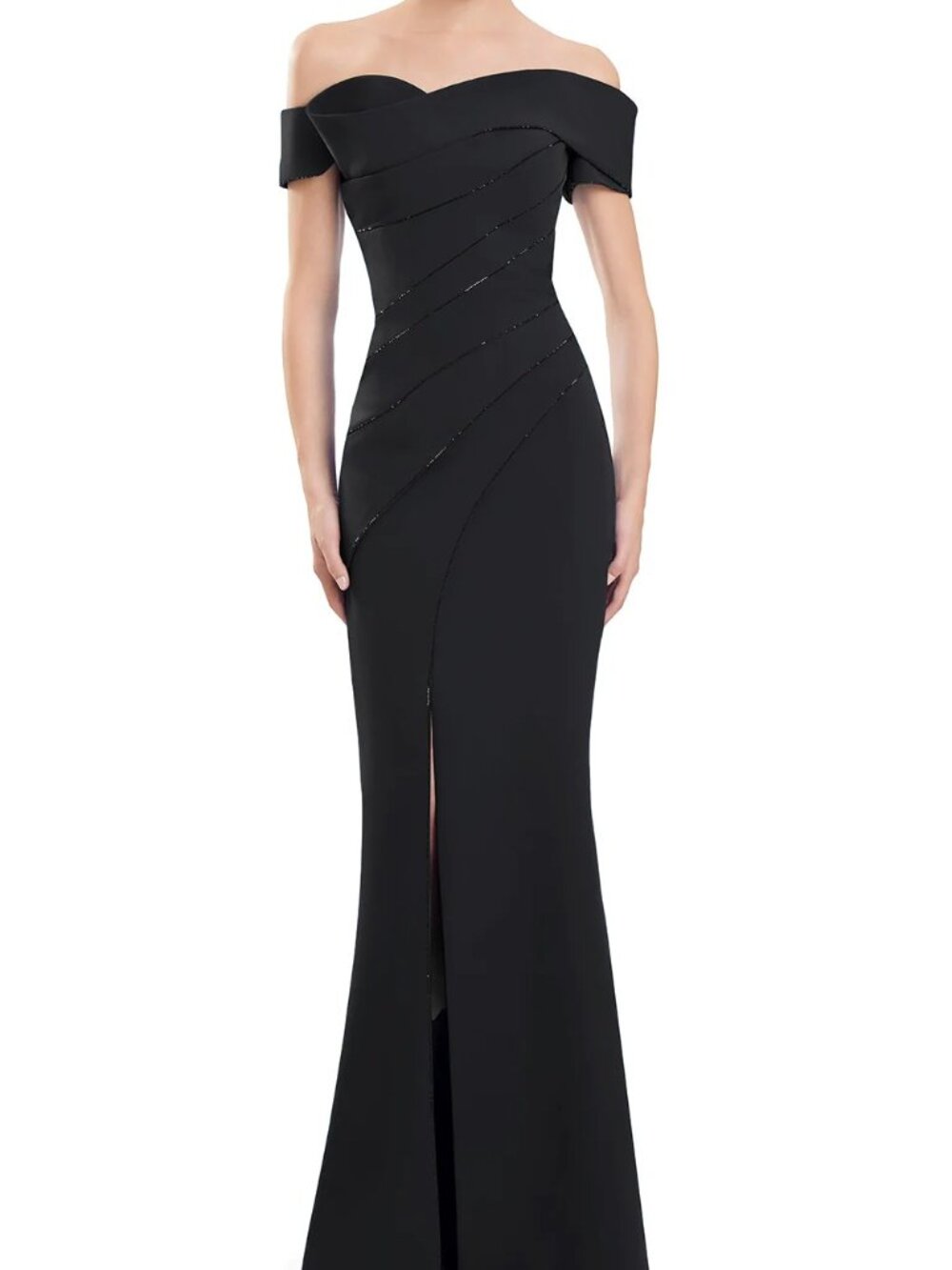 NWT Alexander by Daymor 3123F25 Off-Shoulder Beaded Formal Dress Black size 14